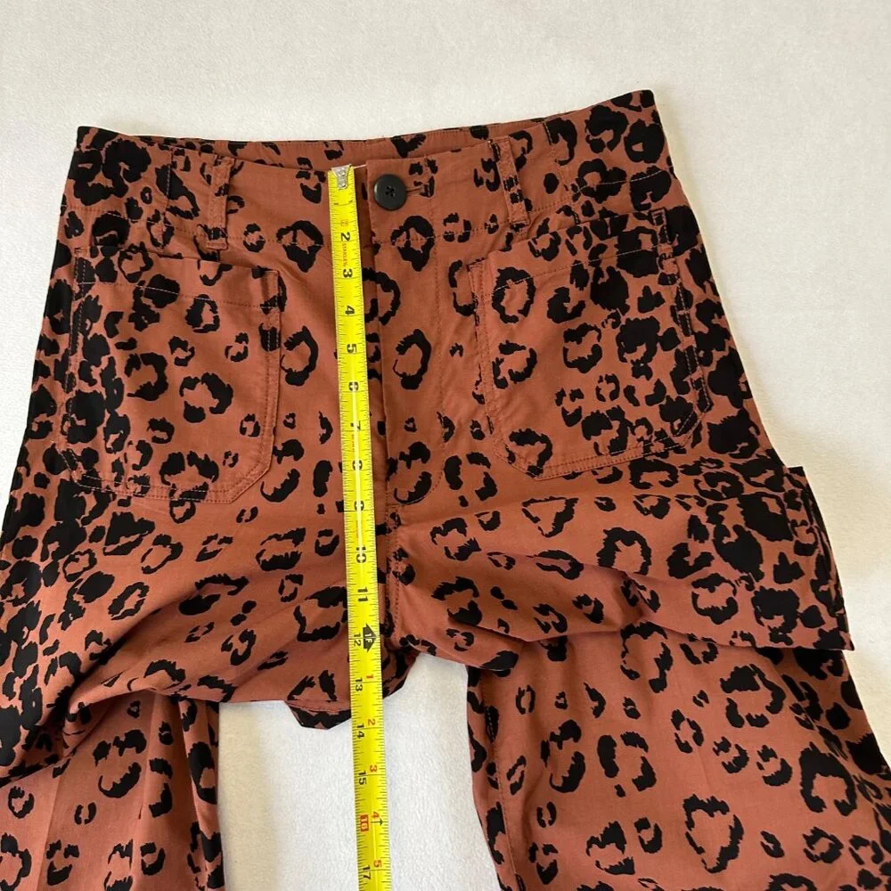 Maeve Anthropologie The Colette Wide Leg Crop Pants Size 30 Cheetah Print - Picture 8 of 11